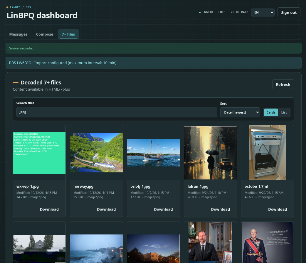 Archivos 7+ en LinBPQPages